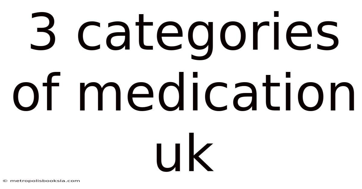 3 Categories Of Medication Uk