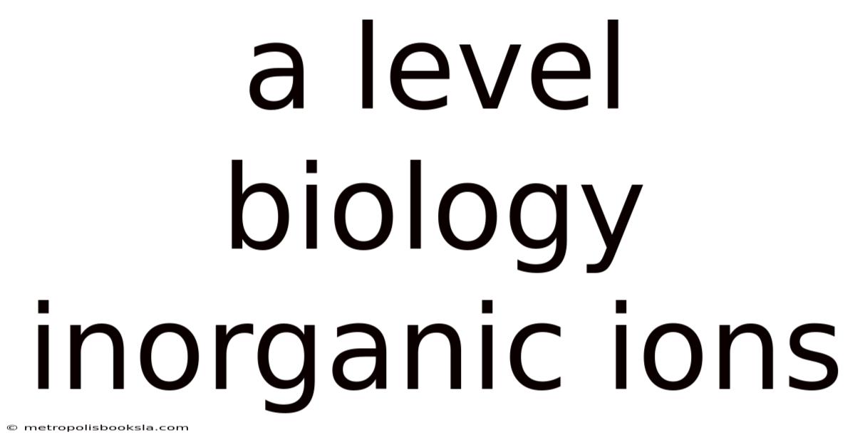 A Level Biology Inorganic Ions