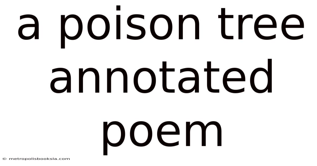 A Poison Tree Annotated Poem