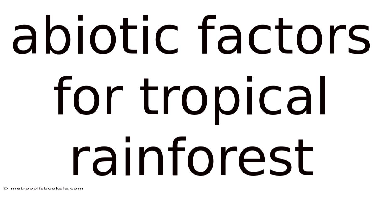Abiotic Factors For Tropical Rainforest