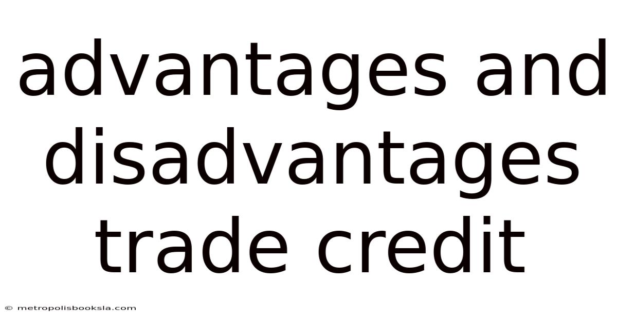 Advantages And Disadvantages Trade Credit