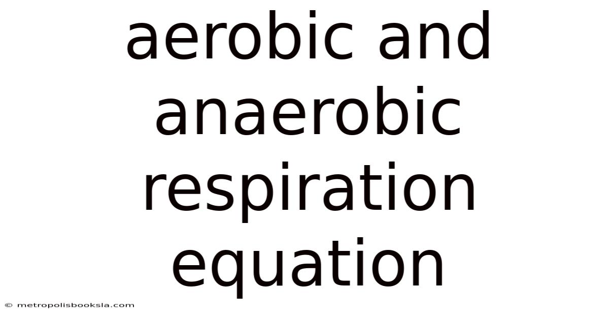 Aerobic And Anaerobic Respiration Equation