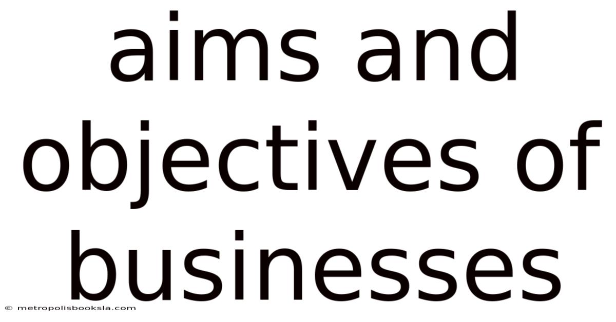 Aims And Objectives Of Businesses