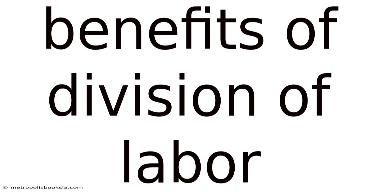 Benefits Of Division Of Labor