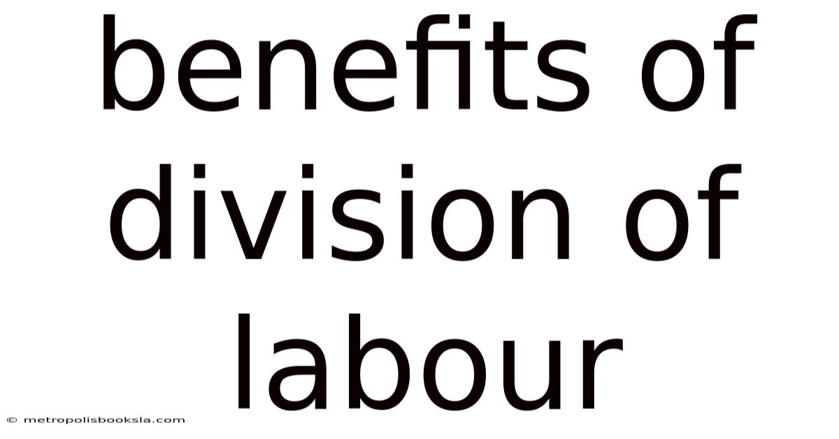 Benefits Of Division Of Labour