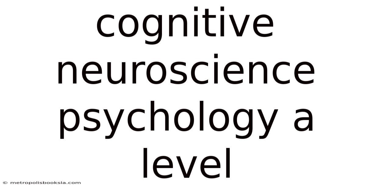 Cognitive Neuroscience Psychology A Level