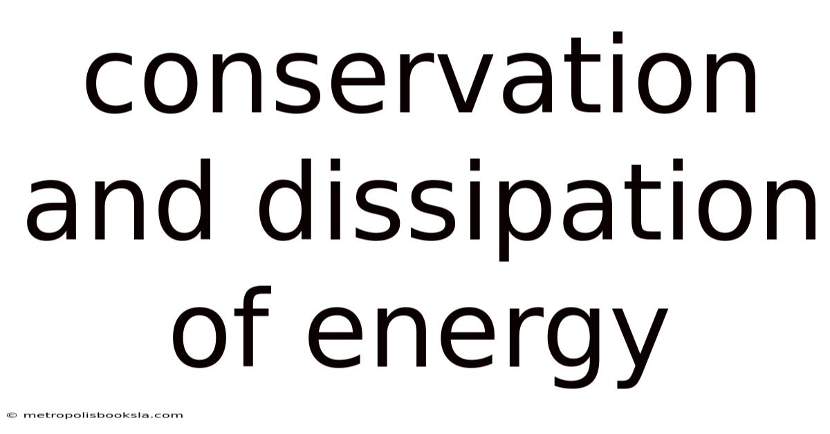 Conservation And Dissipation Of Energy