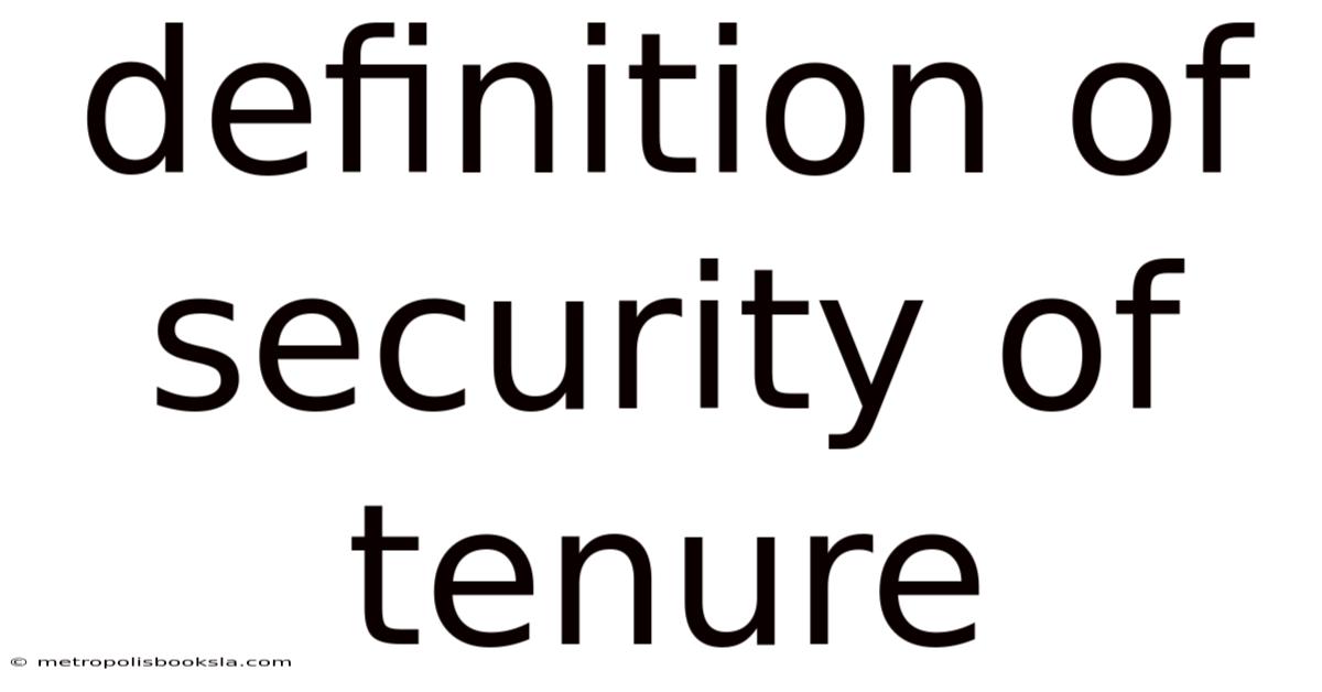 Definition Of Security Of Tenure