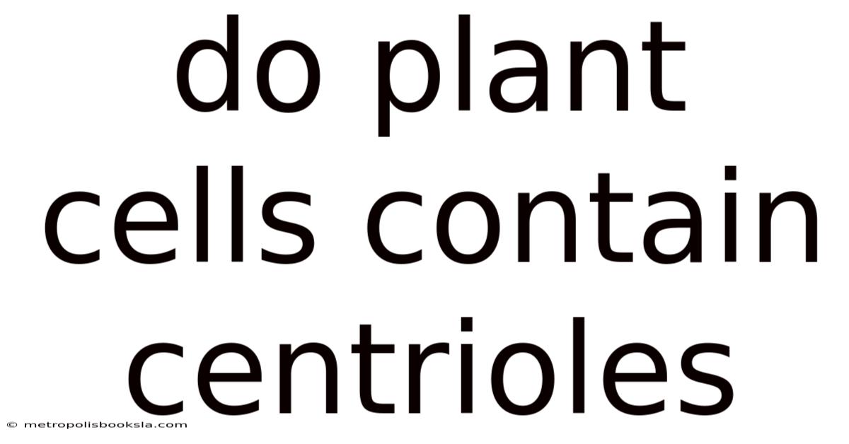 Do Plant Cells Contain Centrioles