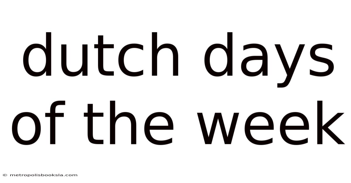Dutch Days Of The Week