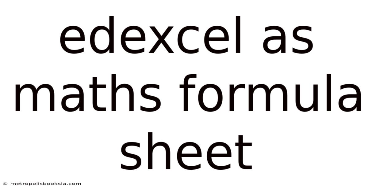 Edexcel As Maths Formula Sheet