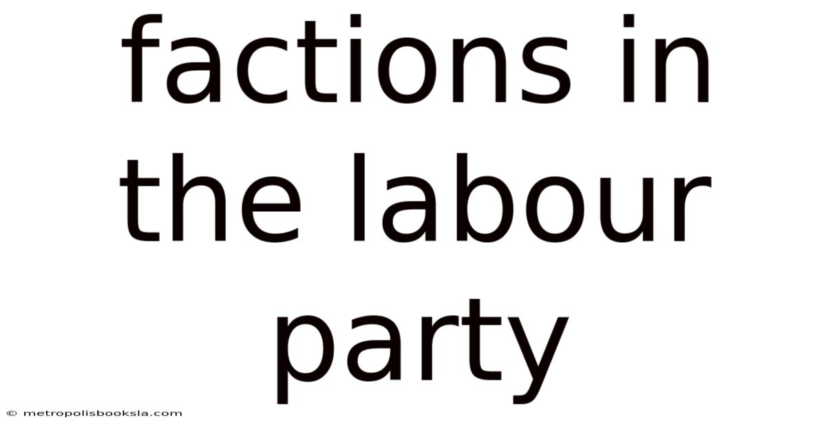 Factions In The Labour Party