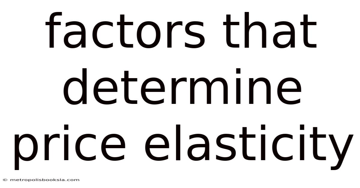 Factors That Determine Price Elasticity