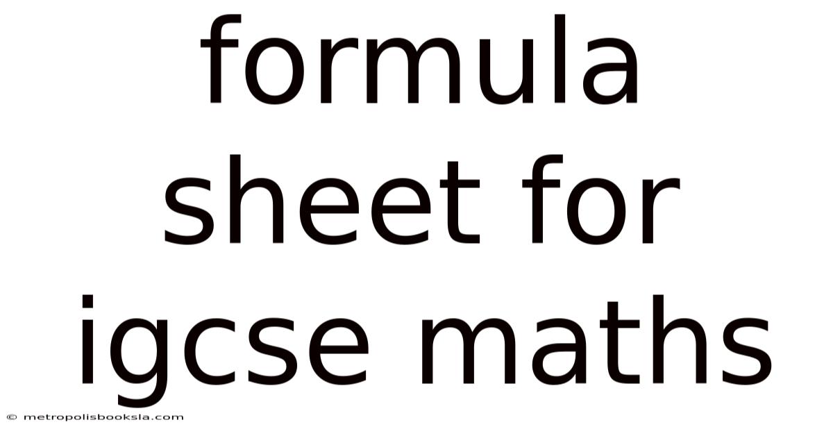 Formula Sheet For Igcse Maths