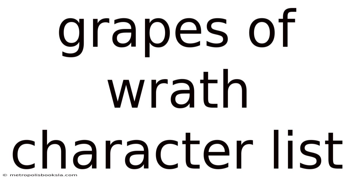 Grapes Of Wrath Character List