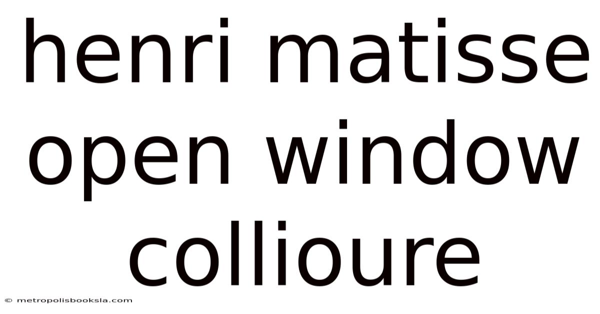 Henri Matisse Open Window Collioure