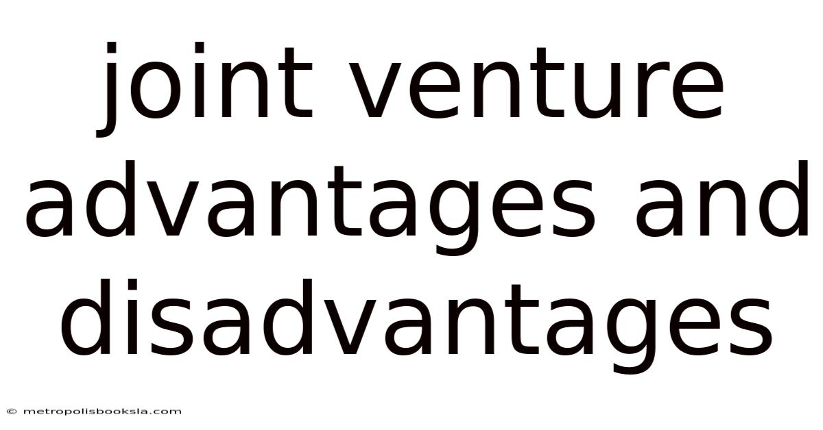 Joint Venture Advantages And Disadvantages