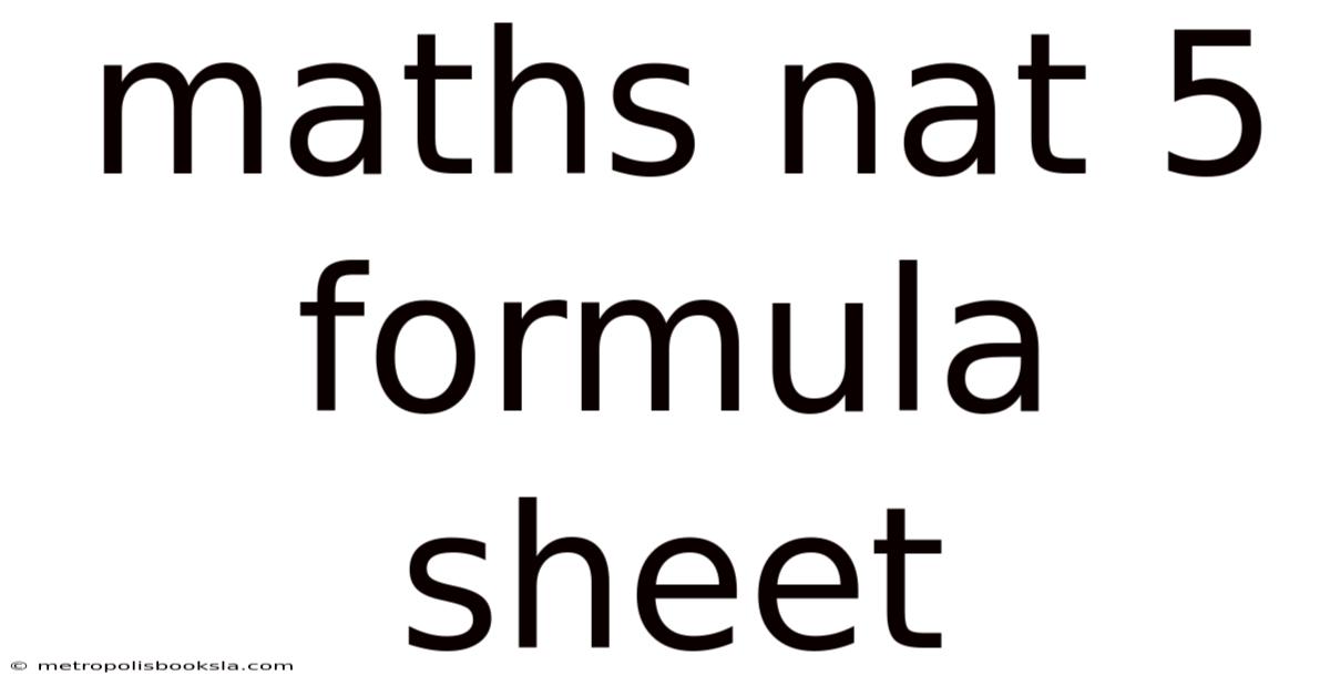 Maths Nat 5 Formula Sheet