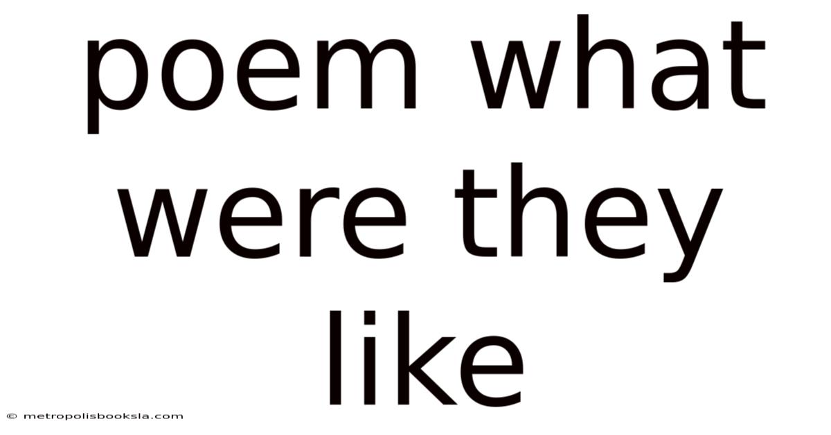 Poem What Were They Like