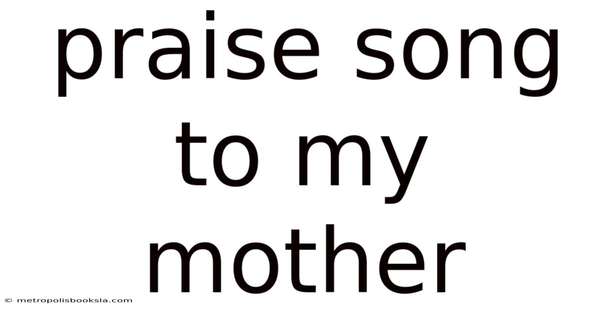 Praise Song To My Mother