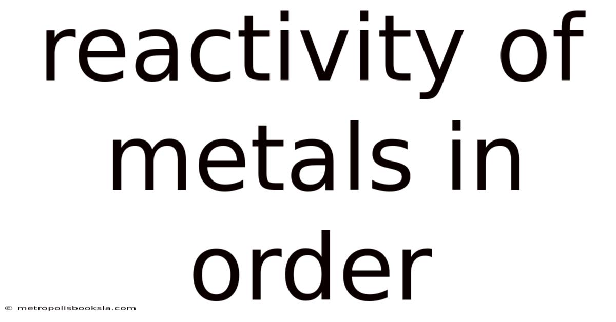 Reactivity Of Metals In Order