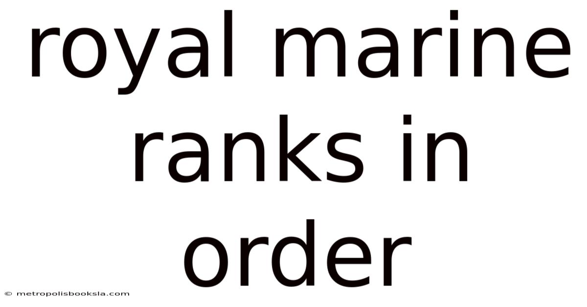 Royal Marine Ranks In Order