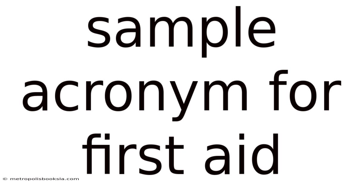Sample Acronym For First Aid