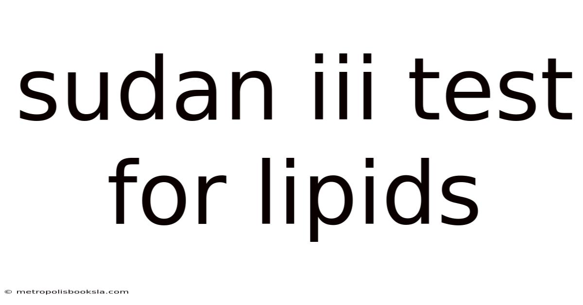 Sudan Iii Test For Lipids