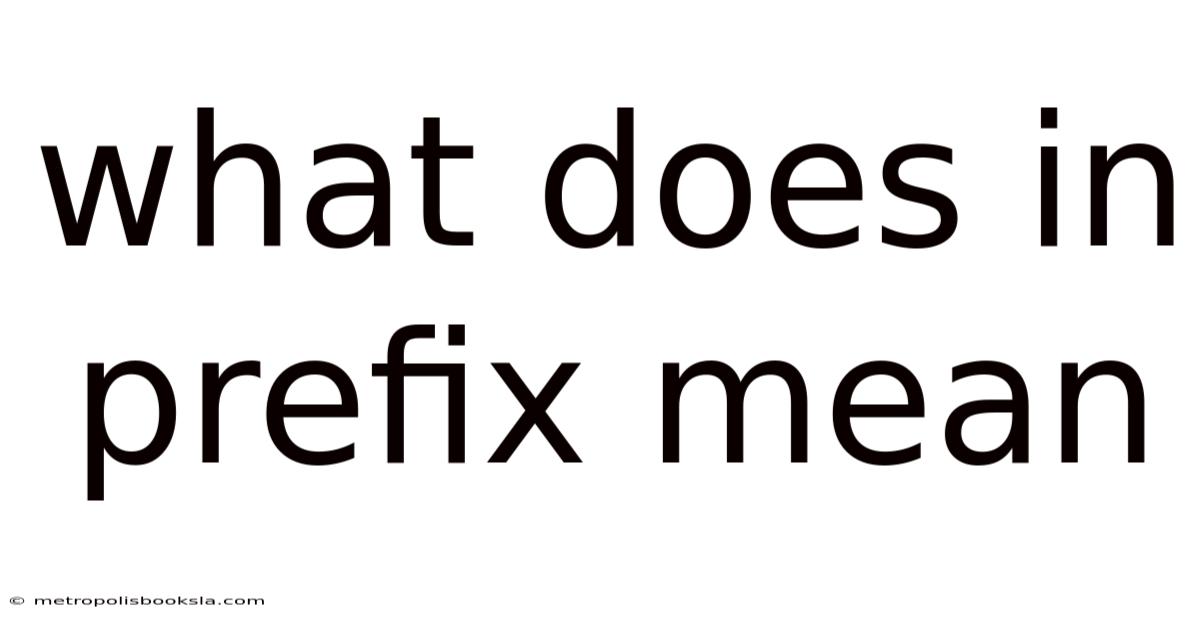 What Does In Prefix Mean
