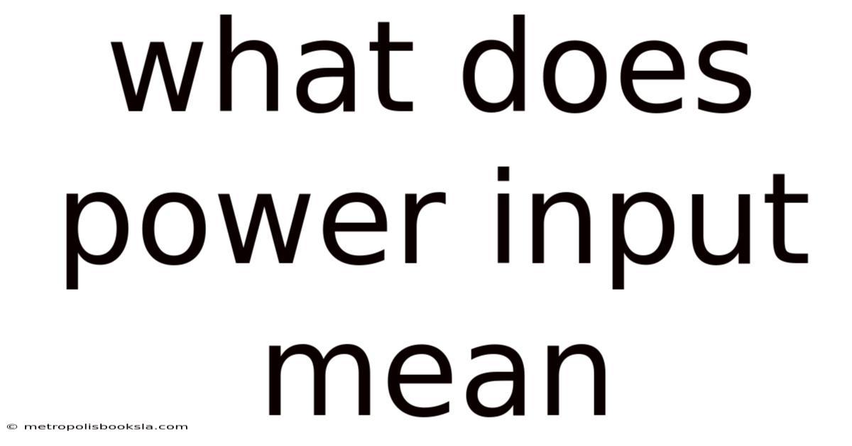 What Does Power Input Mean