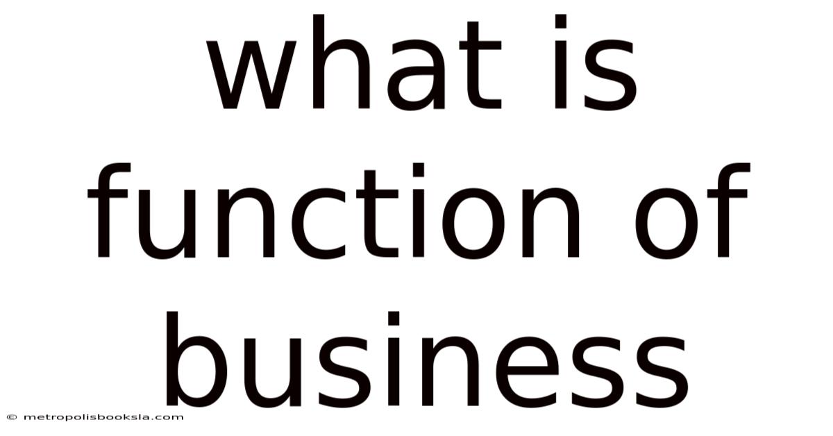 What Is Function Of Business