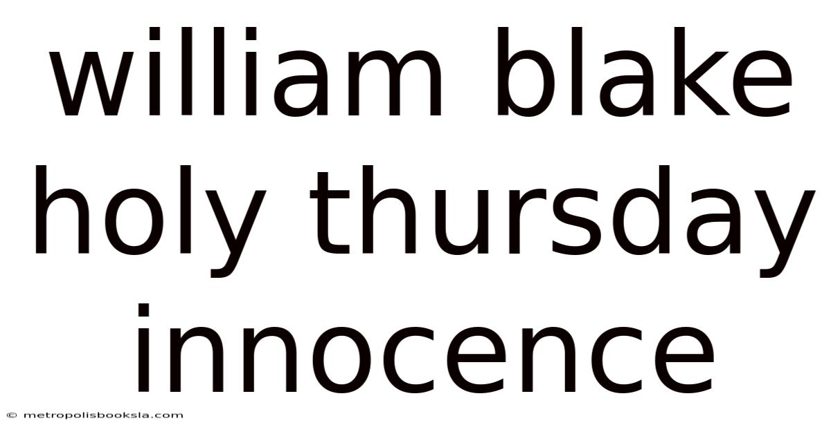 William Blake Holy Thursday Innocence